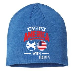 Made In America With Scottish Parts Scotland Pride Gift Sustainable Beanie