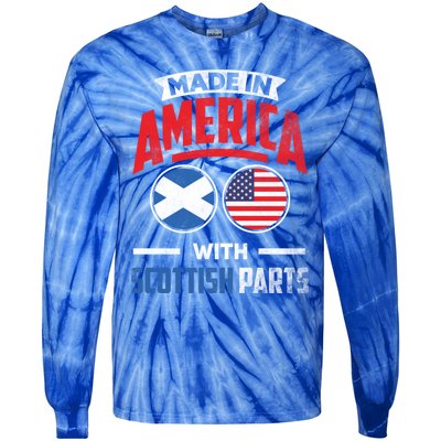 Made In America With Scottish Parts Scotland Pride Gift Tie-Dye Long Sleeve Shirt