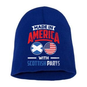 Made In America With Scottish Parts Scotland Pride Gift Short Acrylic Beanie