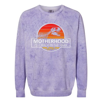 Motherhood Is A Walk In The Park Colorblast Crewneck Sweatshirt