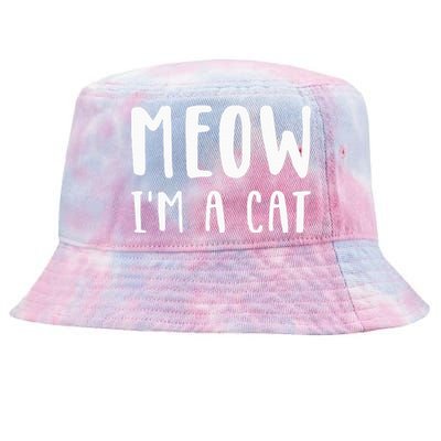 Meow Im A Cat Funny Lazy Animal Halloween Costume Tie-Dyed Bucket Hat