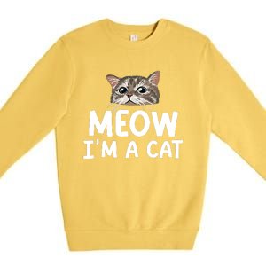 Meow IM A Cat Funny Halloween Costume Spooky Pet Lover Premium Crewneck Sweatshirt