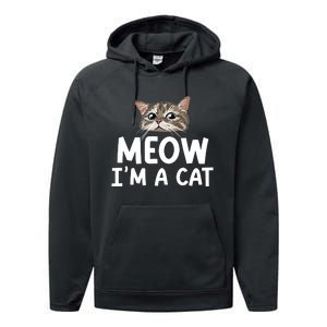 Meow IM A Cat Funny Halloween Costume Spooky Pet Lover Performance Fleece Hoodie