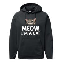 Meow IM A Cat Funny Halloween Costume Spooky Pet Lover Performance Fleece Hoodie