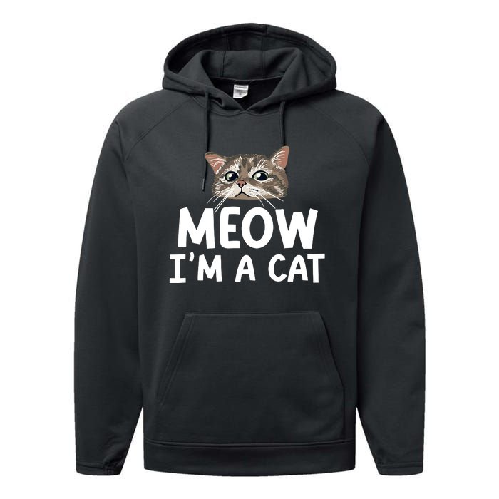 Meow IM A Cat Funny Halloween Costume Spooky Pet Lover Performance Fleece Hoodie