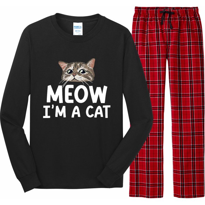 Meow IM A Cat Funny Halloween Costume Spooky Pet Lover Long Sleeve Pajama Set