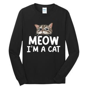 Meow IM A Cat Funny Halloween Costume Spooky Pet Lover Tall Long Sleeve T-Shirt