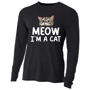 Meow IM A Cat Funny Halloween Costume Spooky Pet Lover Cooling Performance Long Sleeve Crew