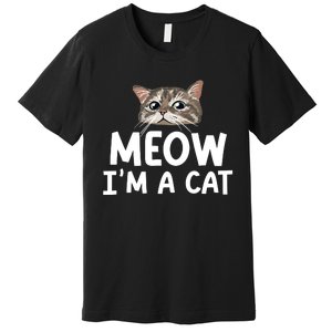 Meow IM A Cat Funny Halloween Costume Spooky Pet Lover Premium T-Shirt