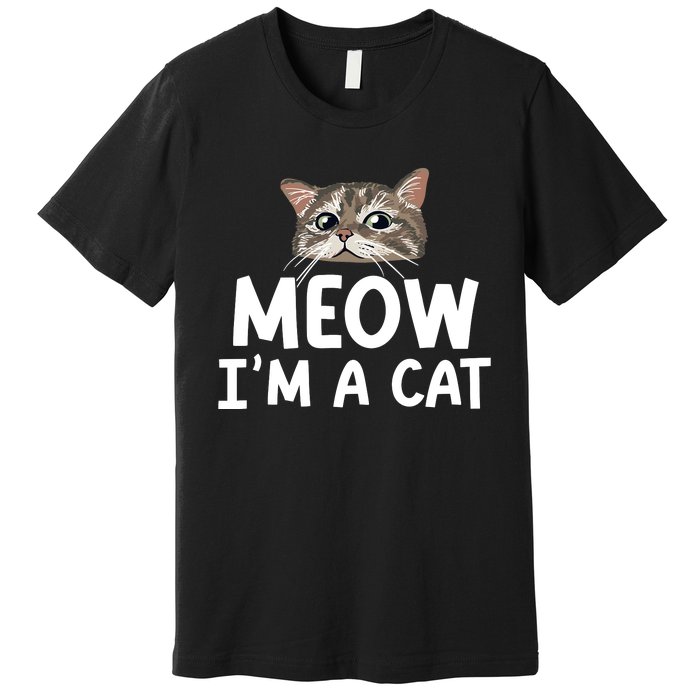 Meow IM A Cat Funny Halloween Costume Spooky Pet Lover Premium T-Shirt