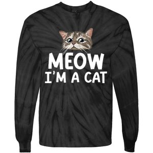 Meow IM A Cat Funny Halloween Costume Spooky Pet Lover Tie-Dye Long Sleeve Shirt