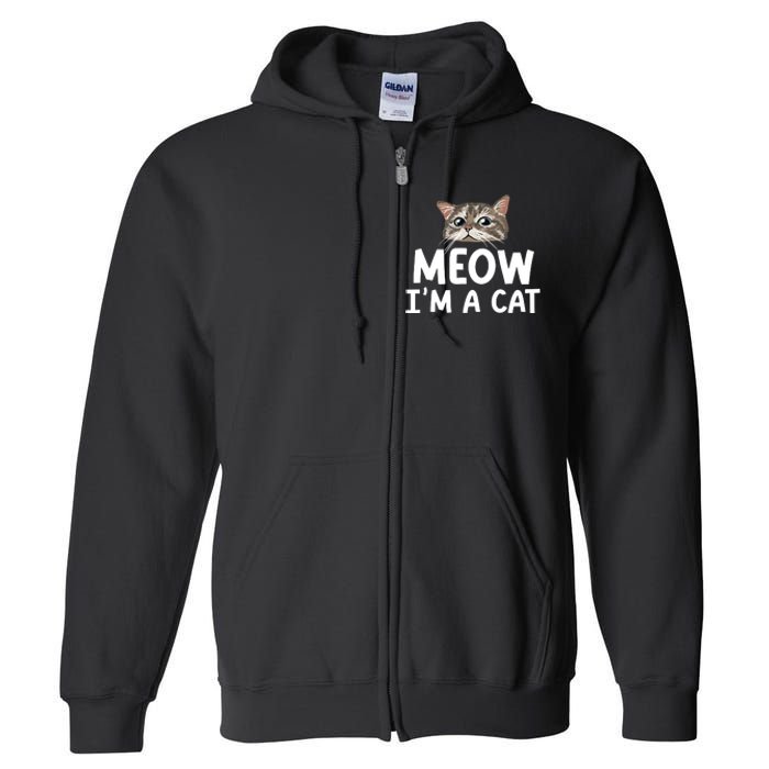 Meow IM A Cat Funny Halloween Costume Spooky Pet Lover Full Zip Hoodie