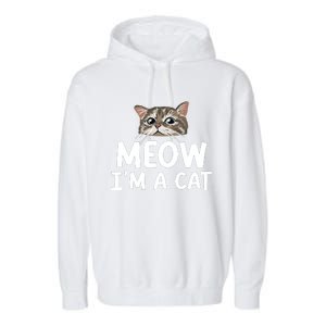 Meow IM A Cat Funny Halloween Costume Spooky Pet Lover Garment-Dyed Fleece Hoodie