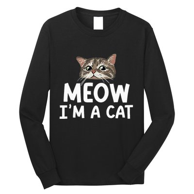 Meow I'm A Cat Funny Halloween Costume Spooky Pet Lover Long Sleeve Shirt