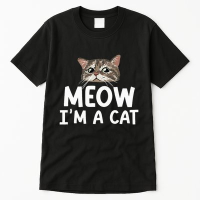 Meow I'm A Cat Funny Halloween Costume Spooky Pet Lover Tall T-Shirt