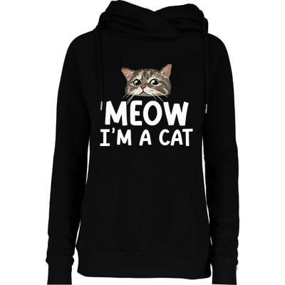 Meow I'm A Cat Funny Halloween Costume Spooky Pet Lover Womens Funnel Neck Pullover Hood