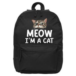 Meow I'm A Cat Funny Halloween Costume Spooky Pet Lover 16 in Basic Backpack