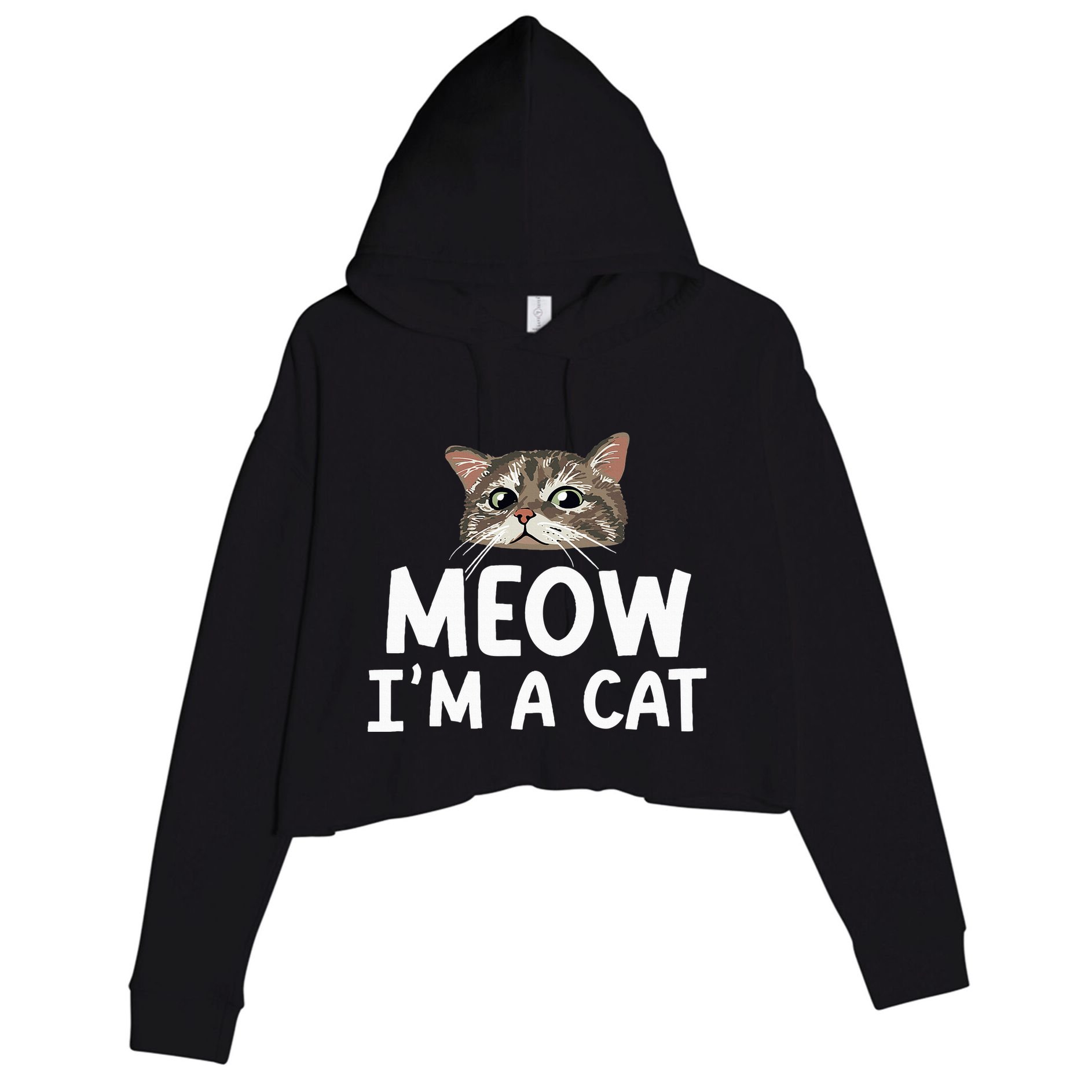 Meow I'm A Cat Funny Halloween Costume Spooky Pet Lover Crop Fleece Hoodie