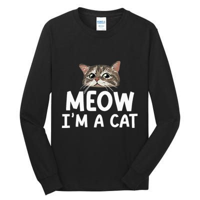Meow I'm A Cat Funny Halloween Costume Spooky Pet Lover Tall Long Sleeve T-Shirt