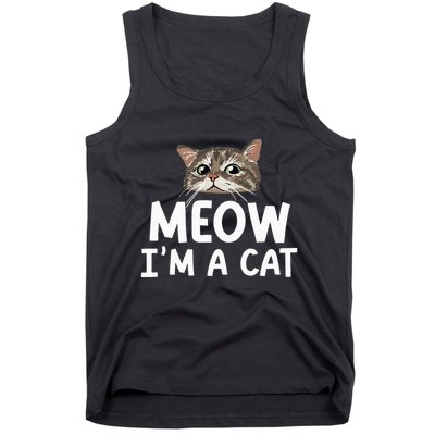 Meow I'm A Cat Funny Halloween Costume Spooky Pet Lover Tank Top