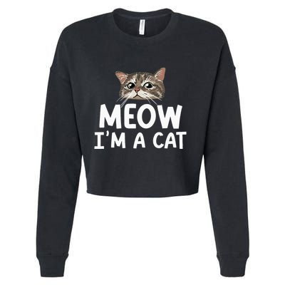 Meow I'm A Cat Funny Halloween Costume Spooky Pet Lover Cropped Pullover Crew