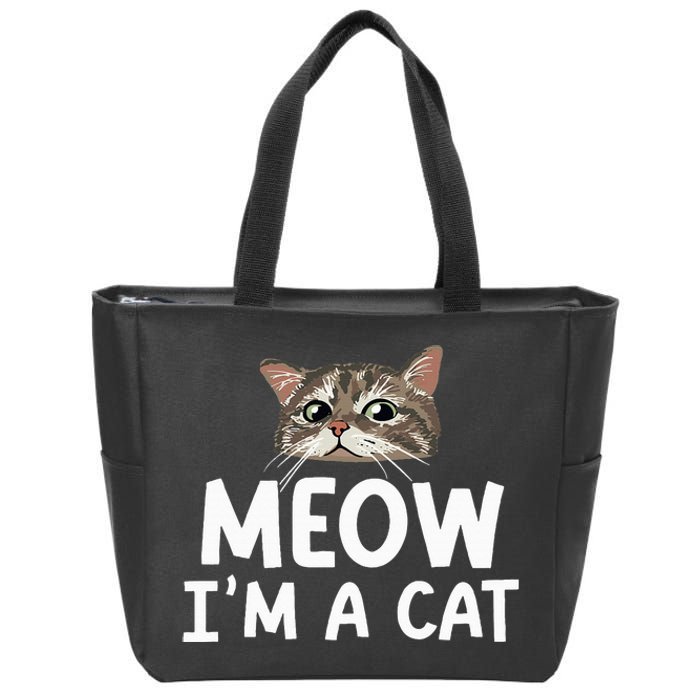 Meow I'm A Cat Funny Halloween Costume Spooky Pet Lover Zip Tote Bag