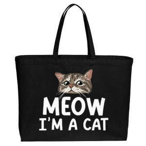 Meow I'm A Cat Funny Halloween Costume Spooky Pet Lover Cotton Canvas Jumbo Tote