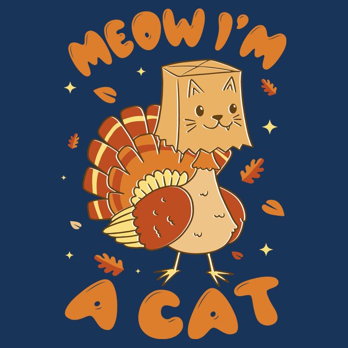 Meow I'm A Cat Funny Turkey Thanksgiving 7 Panel Mesh Trucker Snapback Hat