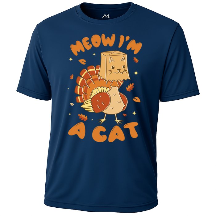 Meow I'm A Cat Funny Turkey Thanksgiving Cooling Performance Crew T-Shirt