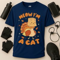 Meow I'm A Cat Funny Turkey Thanksgiving Cooling Performance Crew T-Shirt