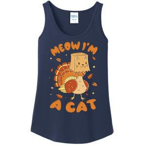 Meow I'm A Cat Funny Turkey Thanksgiving Ladies Essential Tank