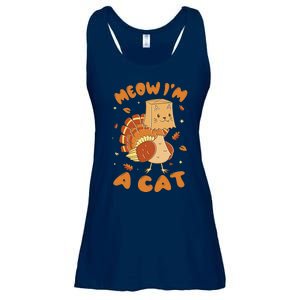 Meow I'm A Cat Funny Turkey Thanksgiving Ladies Essential Flowy Tank