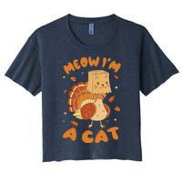 Meow I'm A Cat Funny Turkey Thanksgiving Women's Crop Top Tee