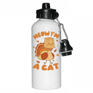 Meow I'm A Cat Funny Turkey Thanksgiving Aluminum Water Bottle