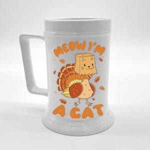 Meow I'm A Cat Funny Turkey Thanksgiving Beer Stein