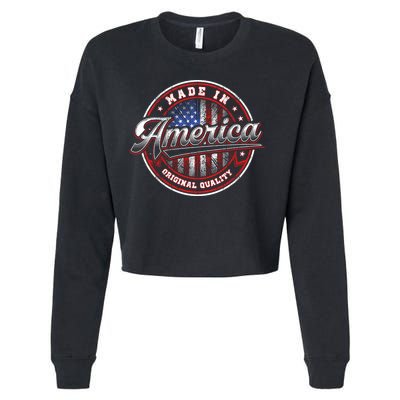 Made In America USA Flag Original Quality Cropped Pullover Crew