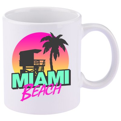 Miami Beach 11oz C Handle Ceramic Mug