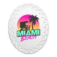 Miami Beach Ceramic Oval Ornament