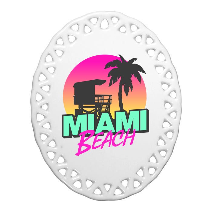 Miami Beach Ceramic Oval Ornament