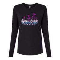 Miami Beach Florida Neon Womens Cotton Relaxed Long Sleeve T-Shirt