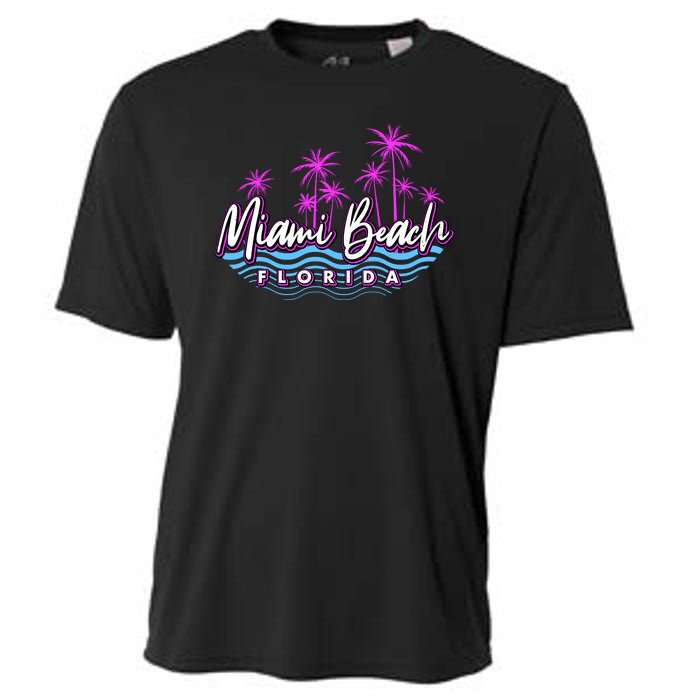 Miami Beach Florida Neon Cooling Performance Crew T-Shirt