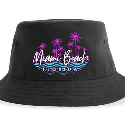 Miami Beach Florida Neon Sustainable Bucket Hat