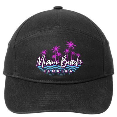 Miami Beach Florida Neon 7-Panel Snapback Hat
