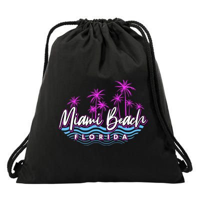 Miami Beach Florida Neon Drawstring Bag