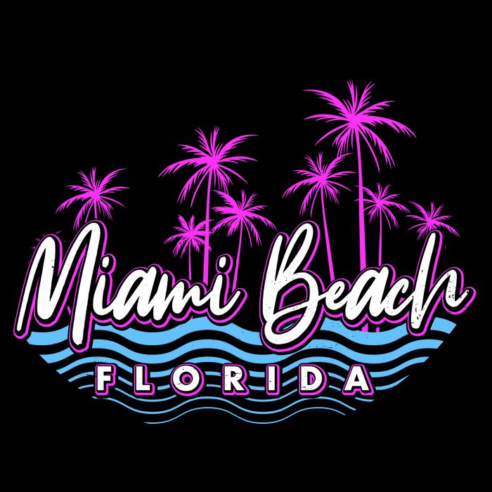 Miami Beach Florida Neon Drawstring Bag