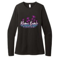 Miami Beach Florida Neon Womens CVC Long Sleeve Shirt