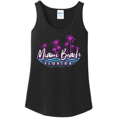 Miami Beach Florida Neon Ladies Essential Tank