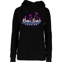 Miami Beach Florida Neon Womens Funnel Neck Pullover Hood