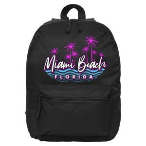 Miami Beach Florida Neon 16 in Basic Backpack