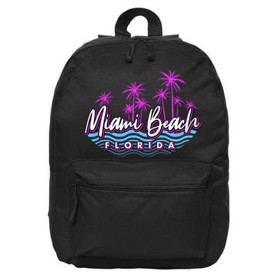 Miami Beach Florida Neon 16 in Basic Backpack